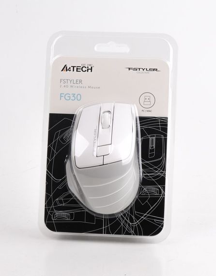 Миша бездротова A4Tech Fstyler FG30 (White),  USB, колір білий | Зображення 4