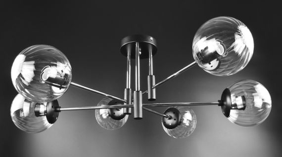 Люстра стельова на 6 лампочок 26195 Чорний 28х72х72 см. | Зображення 2