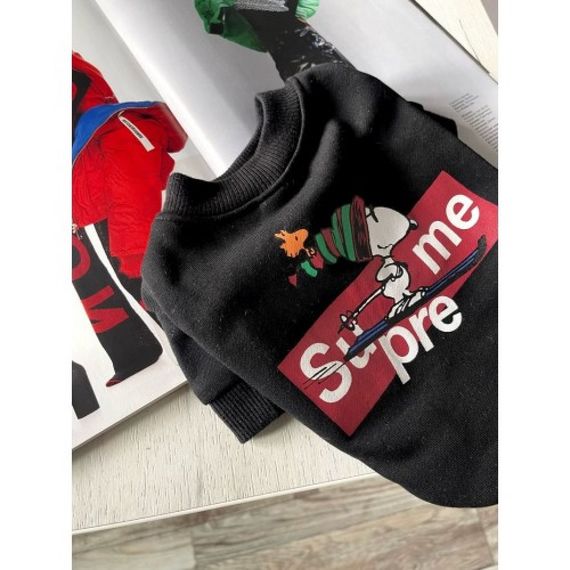Брендовая толстовка для собак принт Snoopy на лыжах, без капюшона, черного цвета | Зображення 2