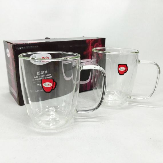 Стаканы и чашки с двойным дном, Стеклянные чашки с двойными стенками набор 2шт Чашка двойной стенкой ZX-30 | Зображення 2