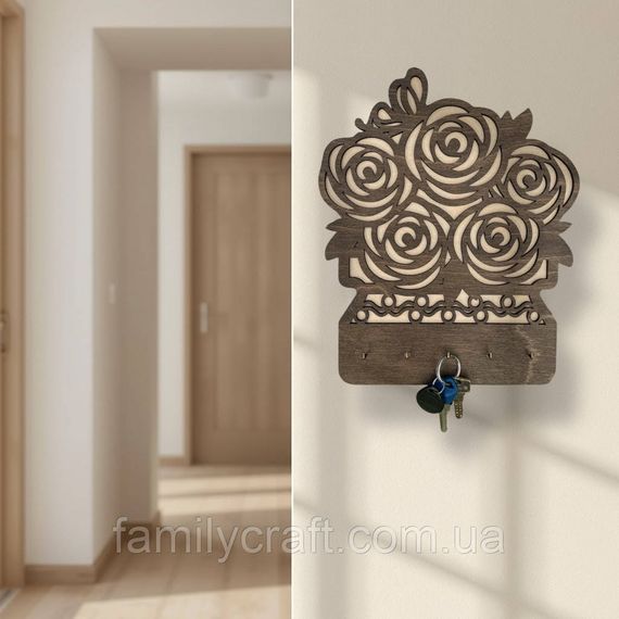 Настенная ключница из дерева Деревянный органайзер для ключей Держатель для хранения Персонализация