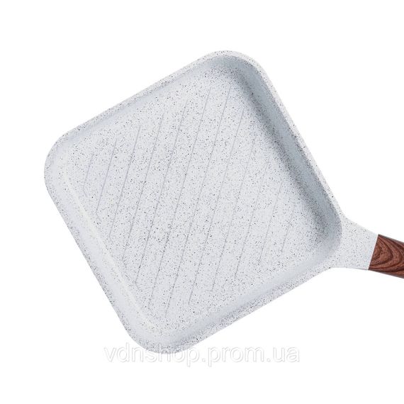 Сковорода-гриль алюмінієва, квадратна, 2,5 л, з антипригарним покриттям, 24 см MGC White HP-4-438W | Зображення 1