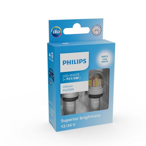 Комплект світлодіодних ламп PHILIPS 11499CU70X2 P21/5W LED Ultinon Pro7000 BAY15d WHITE 12/24V | Зображення 1