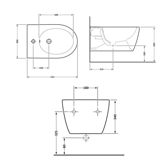 Биде подвесное Qtap Scorpio 515x360x345 Matt black QT1455053FMB | Зображення 1