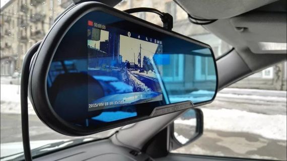 Автомобільне дзеркало відеореєстратор для машини на 2 камери VEHICLE BLACKBOX DVR 1080 з камерою заднього огляду | Зображення 1