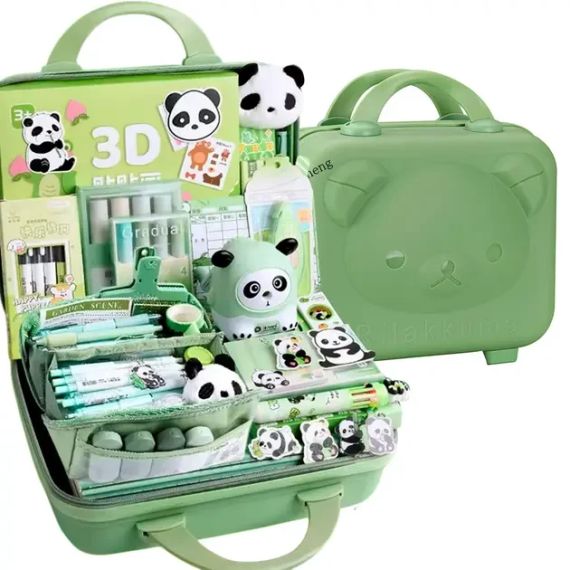 Большой набор канцелярии в чемодане «Панда» 55 в 1