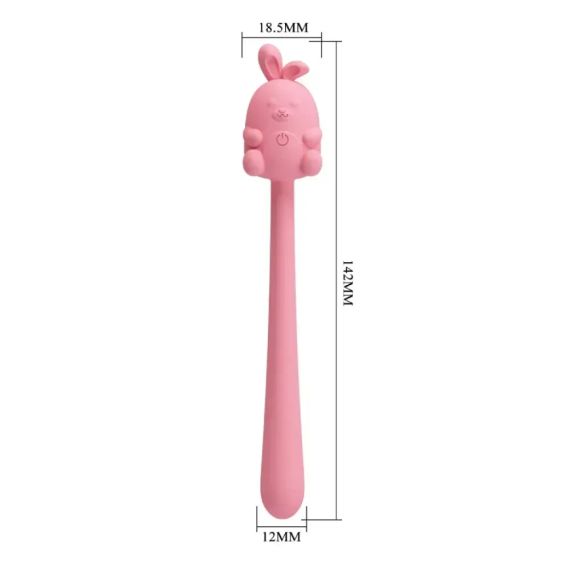 Міні-вібратор на паличці Pretty Love Cute Bunny, гнучкий, рожевий, 14,2 × 1,8 см Sex Aura | Зображення 7