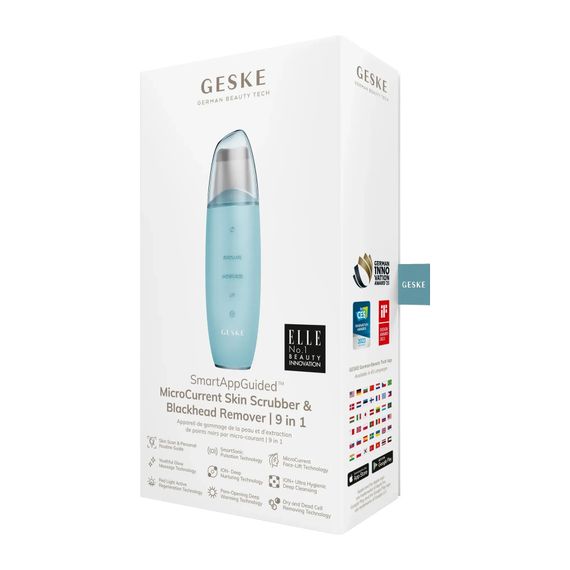 Мікрострумовий скрабер для шкіри та усунення чорних точок GESKE MicroCurrent Skin Scrubber&Blackhead Remover 9в1 magenta, Бірюзовий | Зображення 7