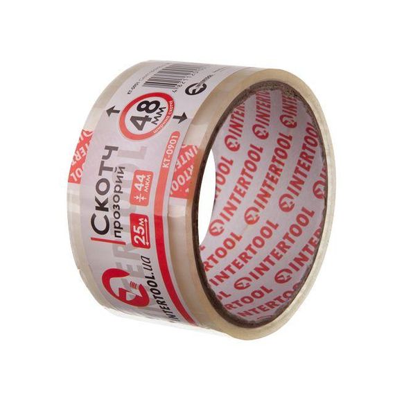 Скотч прозорий 48 мм*25 м*52мкм INTERTOOL KT-09011 | Зображення 1