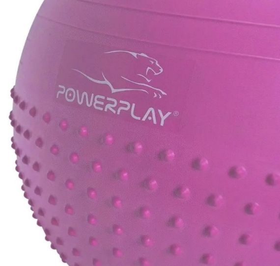 М'яч для фітнесу (фітбол) напівмасажний PowerPlay 4003 Ø75 cm Gymball Бузковий + помпа (PP_4003_75cm_Light-purple) | Зображення 4