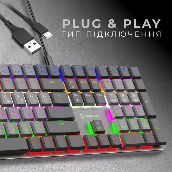 Клавіатура GamePro MK145R Red Swich Low Profile USB Dark Gray (MK145R) | Зображення 3