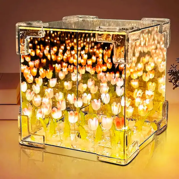 Нічник своїми руками Нескінченні тюльпани (12×12 см), набір зроби сам, світильник тюльпани, від батарейок | Зображення 4