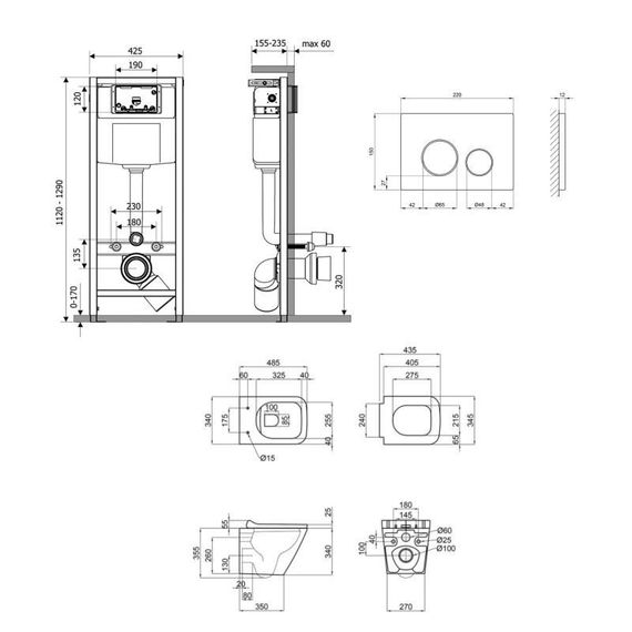 Готове рішення Qtap для ванної кімнати: підвісний унітаз Tern Ultra Quiet 490x365x325 + комплект інсталяції Nest 4 в 1 (кругла | Зображення 1