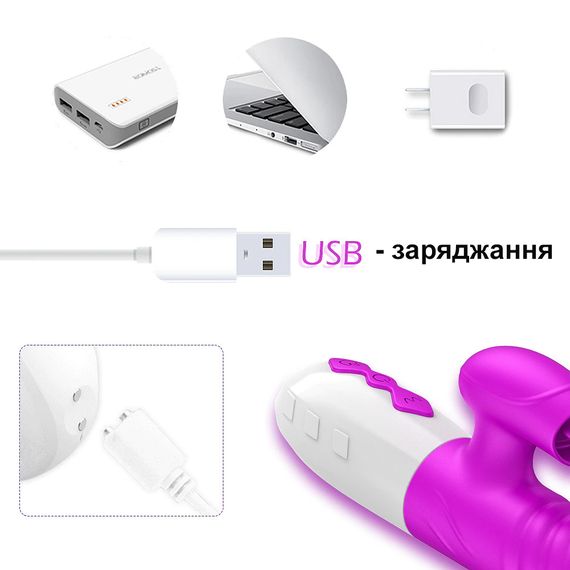 Подвійний вібратор з телескопічними рухами та підігрівом (USB, рожевий) | Зображення 3