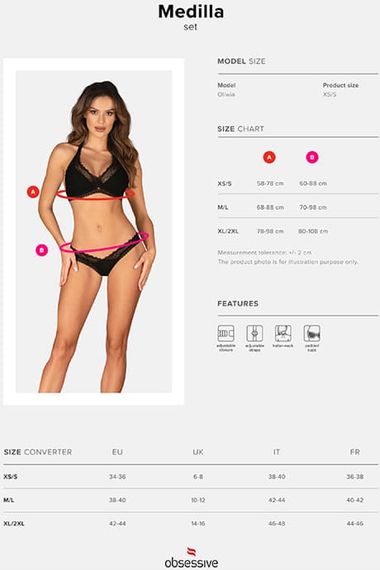 Комплект Obsessive Medilla set Черный M/L | Зображення 6