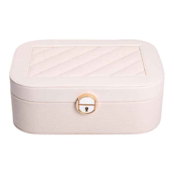 Скринька для прикрас з еко шкіри 2 яруси із замком органайзер для ювелірних виробів | Зображення 1