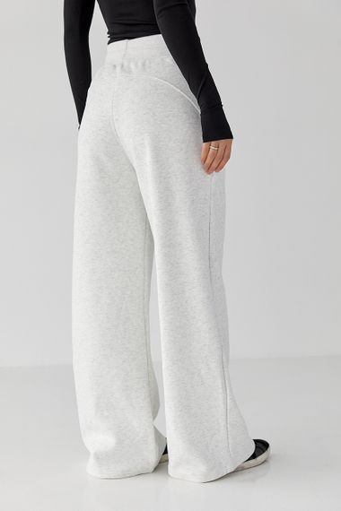 Теплі однотонні спортивні штани зі складками - світло-сірий цвет, L (є розміри) | Зображення 1
