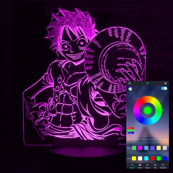 Акриловый светильник-ночник управление с телефона Манки Д. Луффи (Monkey D. Luffy) tty-n000616