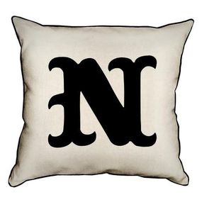 Подушка с мешковины Letter N 45x45 см (45PHB_ABC027_WH)