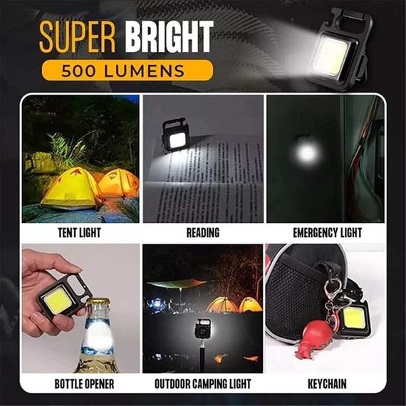 Ліхтарик-брелок акумуляторний LED з карабіном SH-031, Чорний | Зображення 5