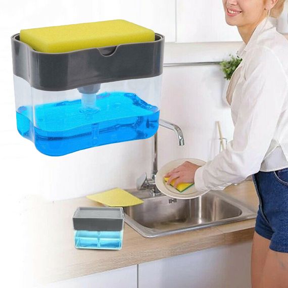 Органайзер для мочалок з мильницею та дозатором натискна Soap Pump Sponge Caddy | Зображення 5