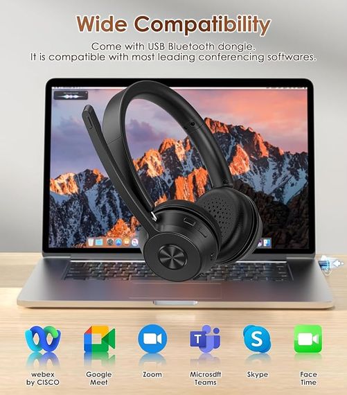 Беспроводные наушники Yukigefe KH53 Bluetooth гарнитура для колл-центра с микрофоном и шумоподавлением | Зображення 3