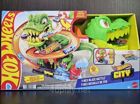 Трек Хот Вилс Сити Опасные существа Атака огненного Ти-Рекса Оригинал Hot Wheels City T-Rex Blaze Battle | Зображення 5