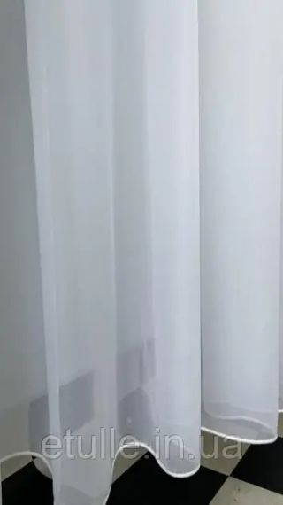 Тюль вуаль однотонный белый шифон с утяжелителем для спальни, комнаты, гостиной | Зображення 6