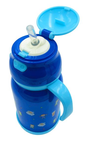 Термос детский 380 мл Con Brio CB-383 нержавеющая сталь синий сохраняет тепло и холод | Зображення 1