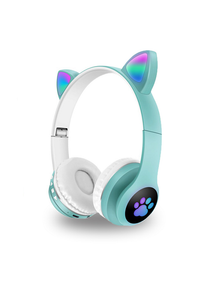 Навушники бездротові Cat Ear VZV-23M Bluetooth з RGB підсвіткою і котячими вушками Бірюзові