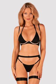 Комплект з поясом для панчох Obsessive Selinne set Чорний XL/2XL