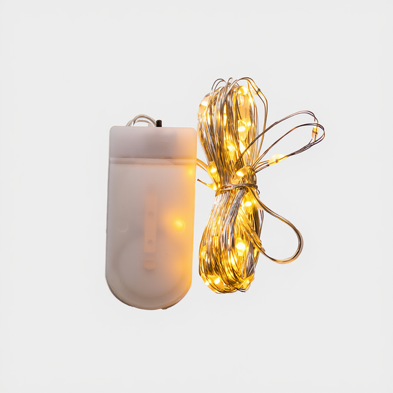 Світлодіодна гірлянда «Роса» 5 м, 50 LED, на батарейках, білий дріт, жовте світіння | Зображення 6