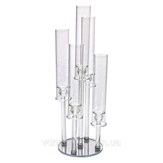 Підсвічник скляний на 5 свічок 20×72.5 см підсвічник декоративний прозорий на ніжці HP-4-64 | Зображення 2