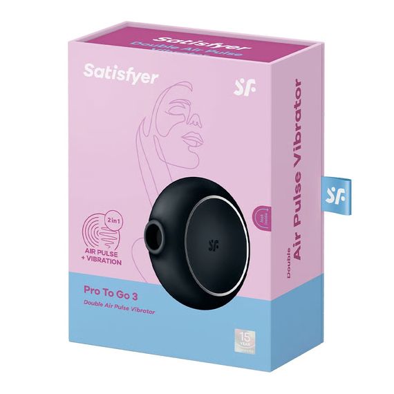 Вакуумный стимулятор Satisfyer Pro To Go 3 для клитора, с вибрацией, черный, 8.7 х 8.6 см Sex Aura | Зображення 1