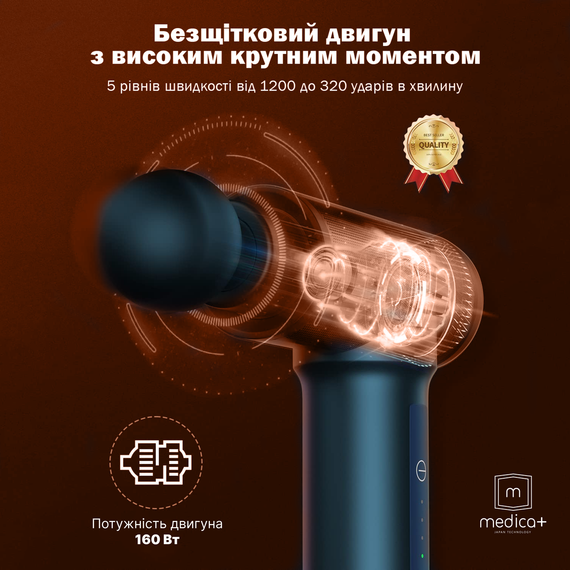 Перкусійний ручний масажер для тіла і м'язів MEDICA+ MassHand Pro 5.0 (Япония) | Зображення 9