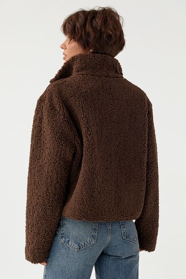 Жіночий кардиган із хутра Тедді на блискавці - темно-коричневий цвет, M (є розміри) | Зображення 1