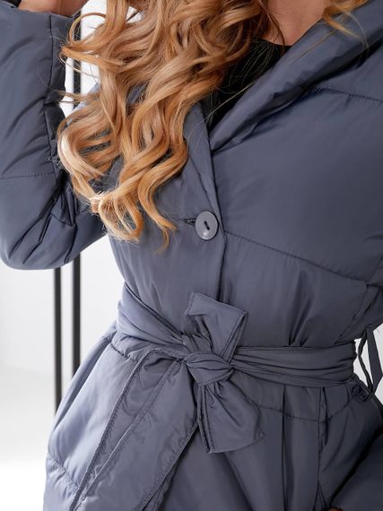 Жіноча зимова куртка з поясом, арт. 505, графіт | Зображення 7