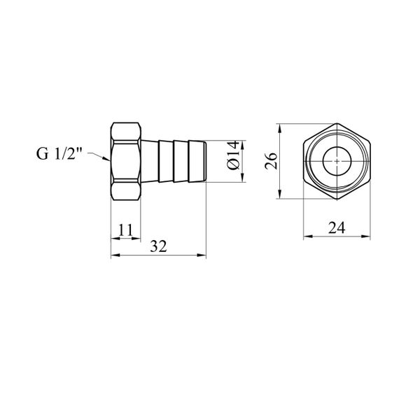 Штуцер LexLine 1/2" РВ, D=14 мм латунный УК0002-5 | Зображення 1