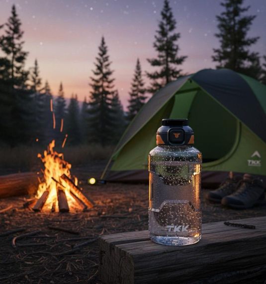 Спортивная бутылка TKK 1500 мл (1.5 л) - Черный Tritan BPA-free, ударопрочная эко-бутылка с антискользящим покрытием и кнопкой | Зображення 8