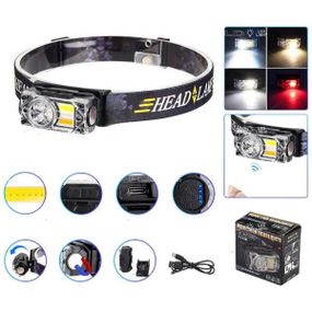 Фонарь налобный аккумуляторный YY-19B-3SMD+2COB(white+yellow+red) Черный