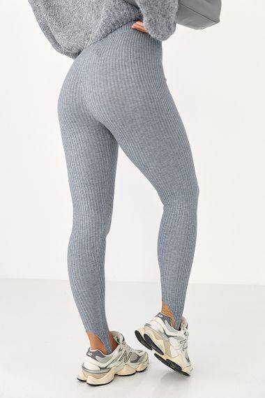 Трикотажні лосини в рубчик зі штрипками - сірий цвет, ONE SIZE (є розміри) | Зображення 1