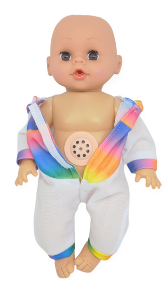 Пупс лялька розмовляє плаче сміється в костюмі одноріг 29.5 см Little baby з пляшечкою | Зображення 4