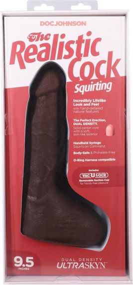 Фалоімітатор, що кінчає Doc Johnson The Realistic Cock ULTRASKYN - Squirting 9,5 Inch Chocolate | Зображення 7
