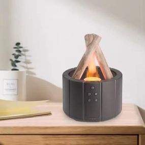 Зволожувач повітря у вигляді багаття з імітацією полум'я Bonfire Himidifier Чорний