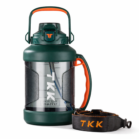 Спортивная бутылка TKK (2000 мл) - Зеленый матовый Tritan BPA-free, с эргономичной ручкой и клапаном