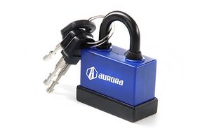 Замок навесной обрезиненный (влагостойкий) 52x42x22мм дисковый (финский) ключ пластик AURORA