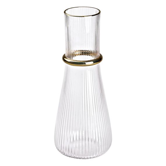 Стеклянный графин для воды, 1 литр, с золотым ободком | Зображення 2