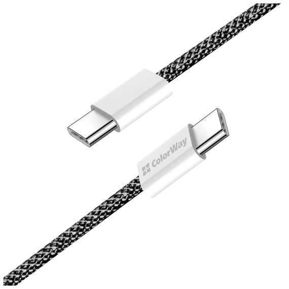 Дата кабель USB-C to USB-C 2.0m (braided cotton) (PD Fast Charging 60W) 3.0А black ColorWay (CW-CBPDCC068-BK) | Зображення 3