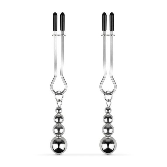 Зажимы для сосков Bedroom Fantasies: Nipple Clamps with Beaded Chain - Silver
