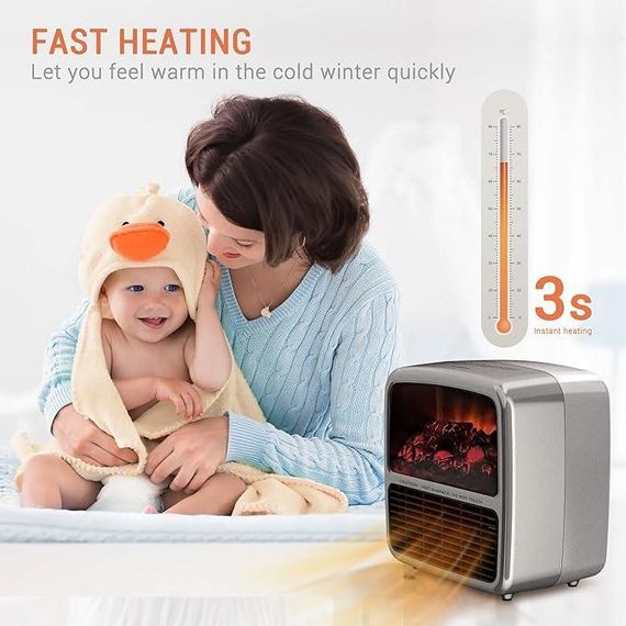 Обогреватель вентилятор керамический портативный, тепловентилятор в виде камина | Зображення 5